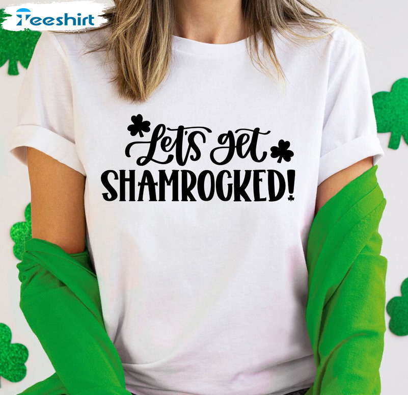 St Patricks Day Vintage Shirt, Funny Let's Get Shamrocked Unisex T-shirt Long Sleeve