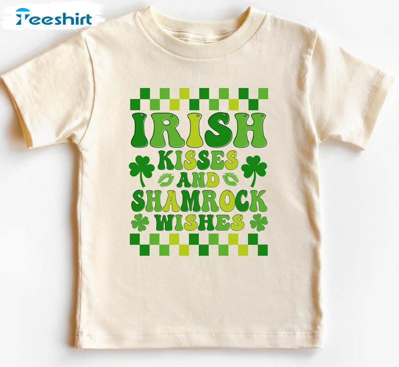 St Patricks Day Vintage Shirt, Funny Irish Kisses Shamrock Wishes Unisex T-shirt Tee Tops