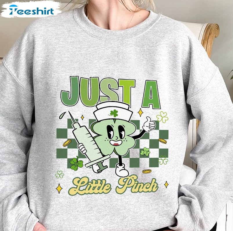 St Patricks Day Just A Little Pinch Shirt, Funny Irish Day Long Sleeve Unisex Hoodie