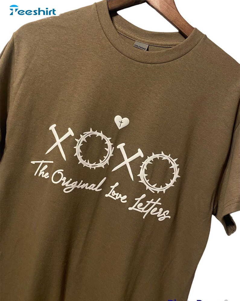 The Original Love Letters Trendy Shirt, Vintage Cross Faith Based Short Sleeve Unisex Hoodie