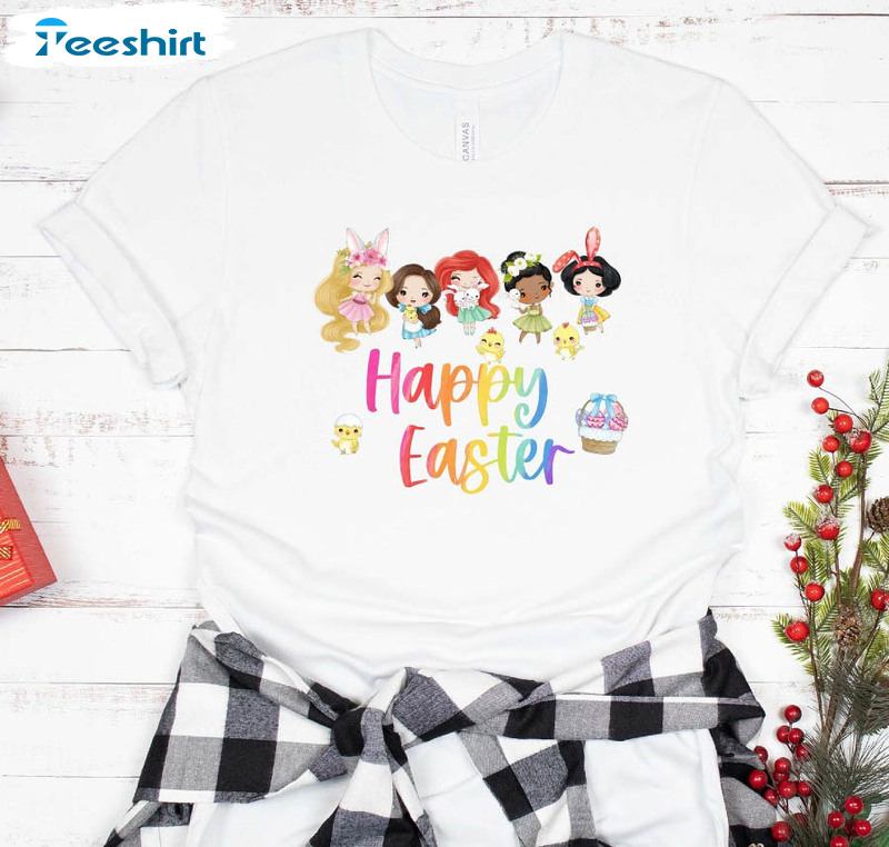 Disney Princess Happy Easter Shirt, Rapunzel Belle Snow Unisex T-shirt Short Sleeve