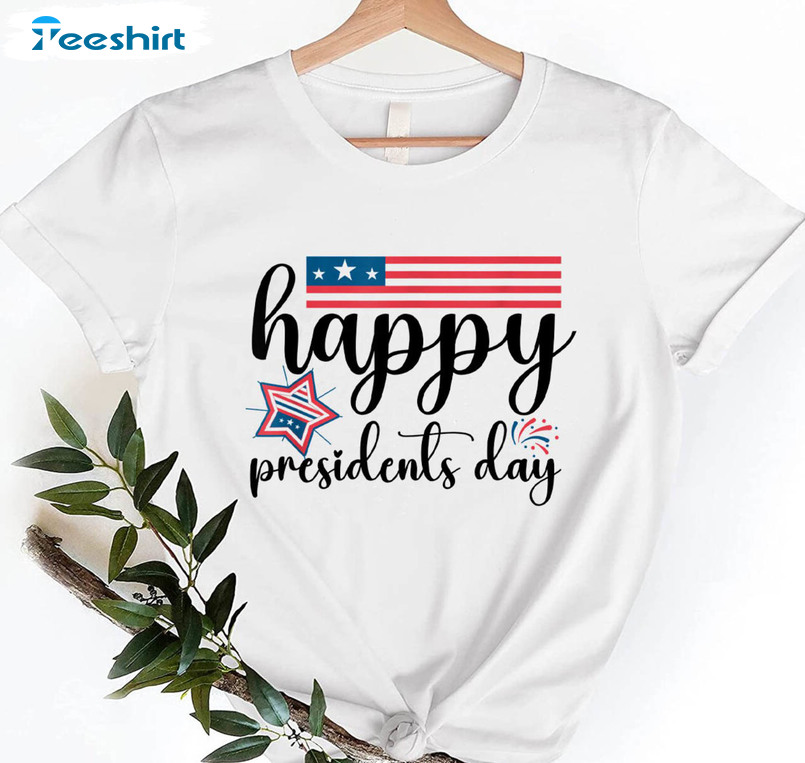 Happy Presidents Day American Patriots Shirt, Trendy Presidents Day Short Sleeve Crewneck