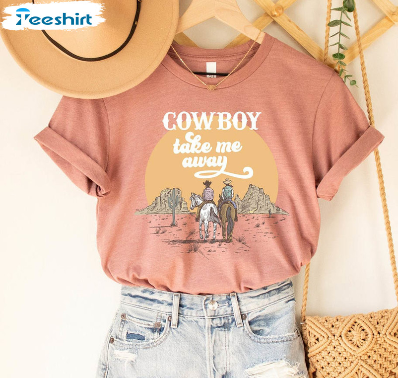 Cowboy Take Me Away Country Concert Shirt, Trendy Sweater Short Sleeve