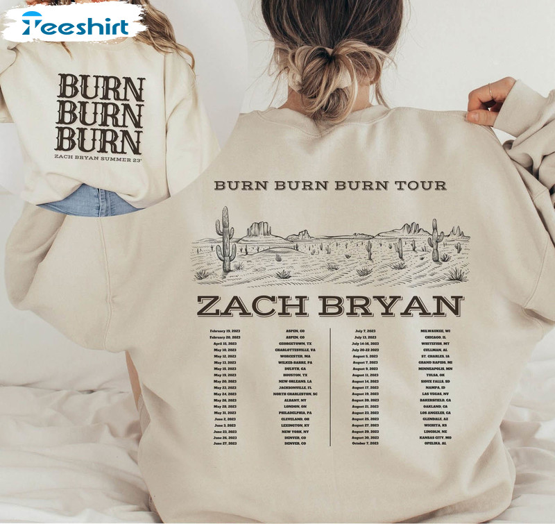 Zach Bryan Burn Burn Burn Tour Shirt, Trendy Crewneck Short Sleeve