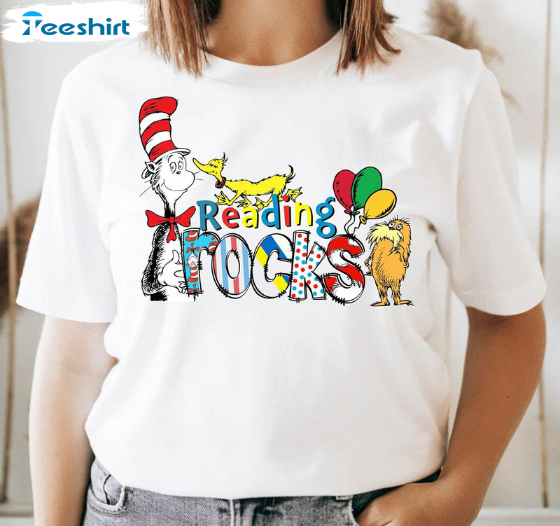 Reading Rocks Cute Shirt, Dr Suess Day Crewneck Unisex T-shirt