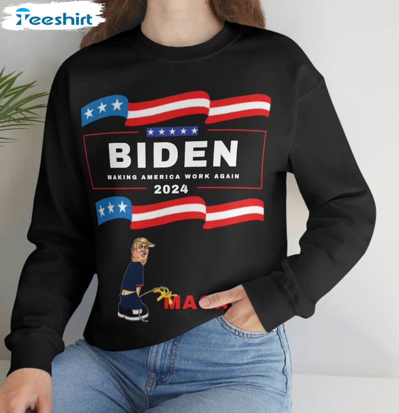 Biden 2024 Sweatshirt , Joe Biden 2024 America Flag Usa Crewneck Unisex T-shirt