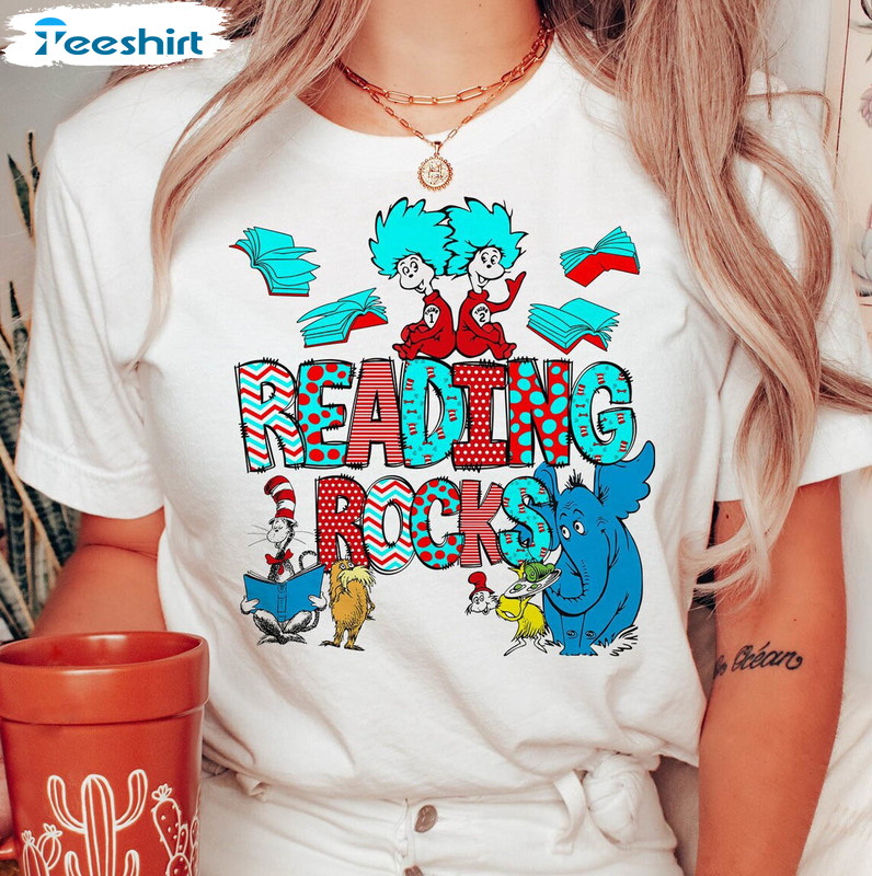 Reading Rocks Dr Suess Day Shirt, Trendy Teacher Life Unisex T-shirt Long Sleeve