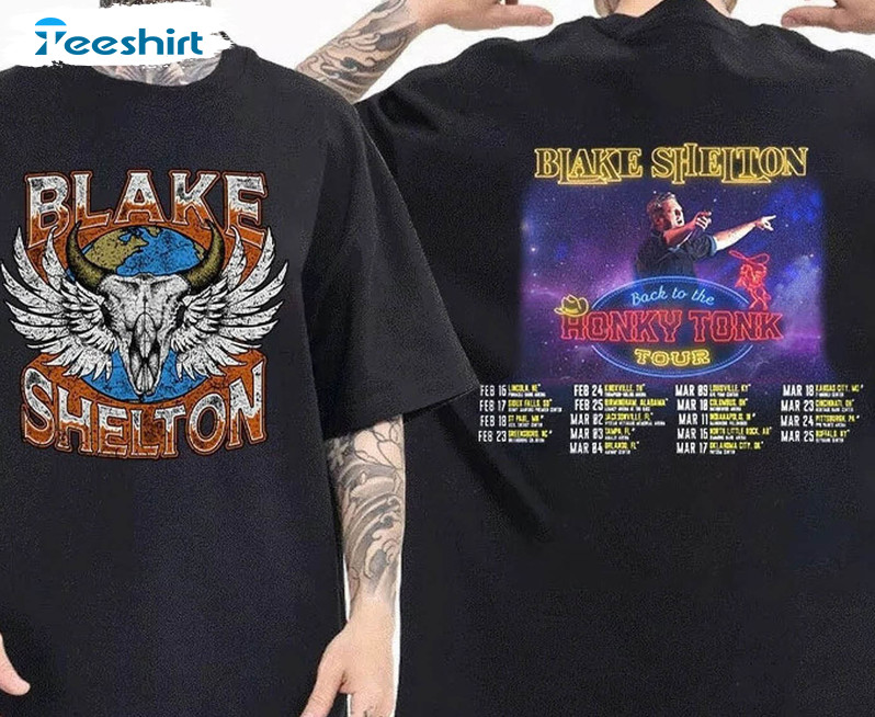 Blake Shelton Trendy Shirt, Back To The Honky Tonk Tour 2023 Short Sleeve Sweatshirt