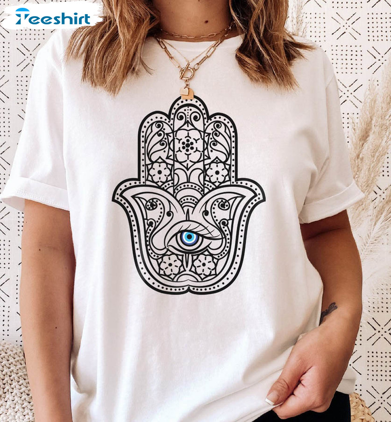 Hand Of Hamsa Vintage Shirt, Meditation Long Sleeve Unisex Hoodie