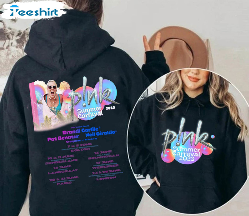 Pink Summer Carnival Tour Shirt, Trendy Uk Carnival Tour Unisex Hoodie Long Sleeve