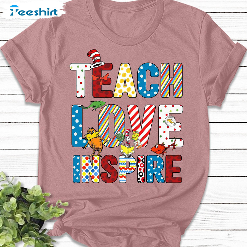 Read Across America Funny Shirt, Teacher Love Inspire Dr. Seuss Short Sleeve Unisex T-shirt