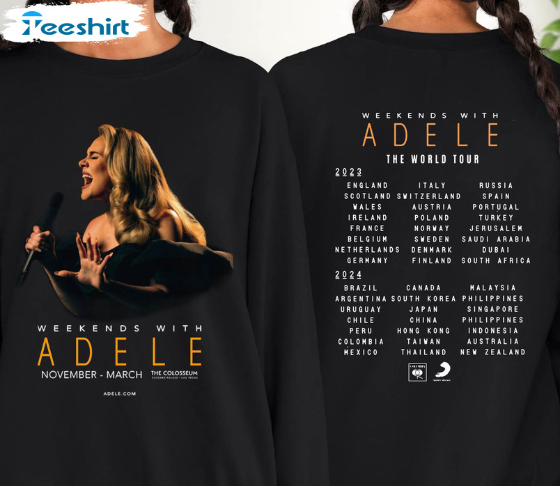 Weekends With Adele The World Tour 2023 Shirt, Adele Trendy Short Sleeve Crewneck