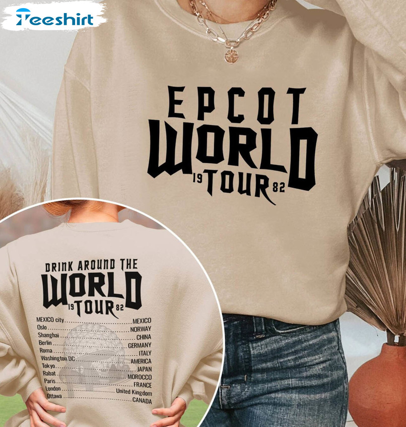 Epcot World Tour Sweatshirt, Epcot Drink Around The World Tee Tops Long Sleeve