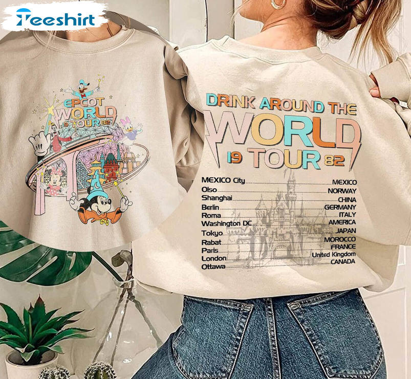 Epcot Drink World Tour 2023 Shirt, Mickey And Friends Unisex T-shirt Long Sleeve