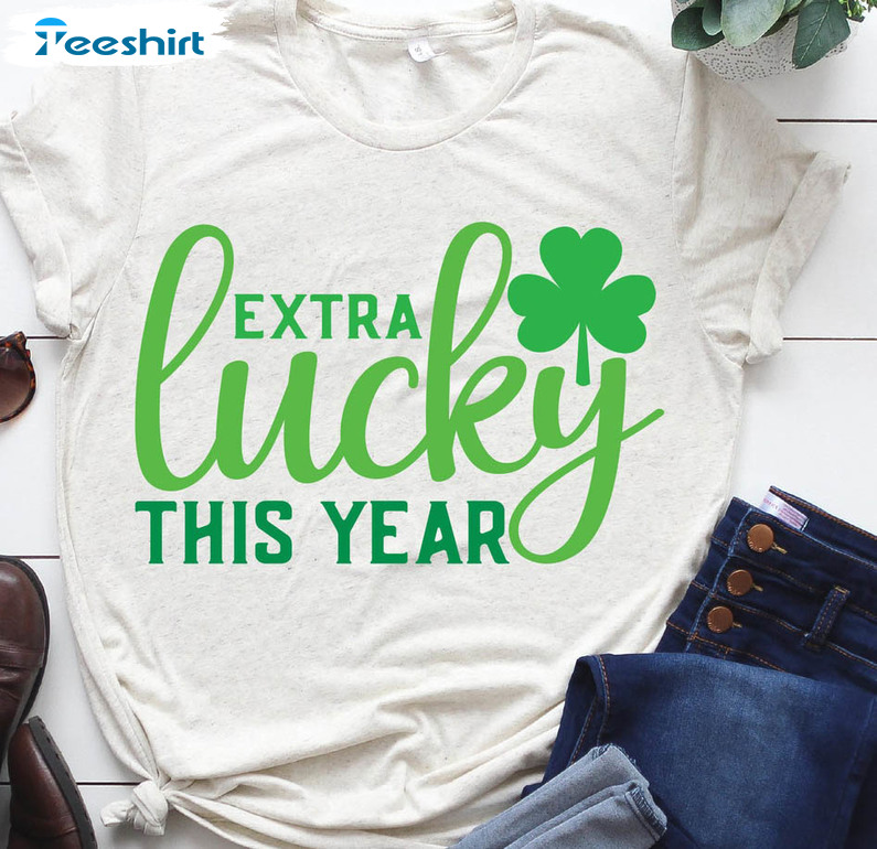 Extra Lucky This Year Vintage Shirt, St Patricks Day Pregnancy Crewneck Unisex Hoodie