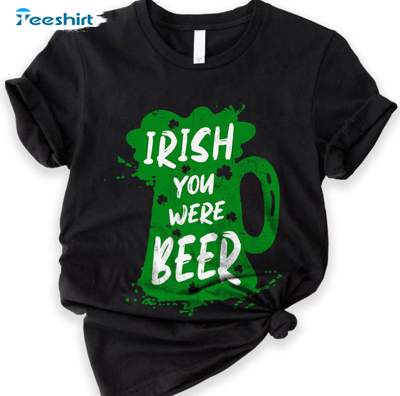 Irish You Were Beer Vintage Shirt, Beer Shamrock Short Sleeve Tee Tops