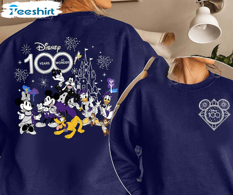 Disney 100 Years Of Wonder Shirt, Funny Mickey Minnie Disney 100th Anniversary Crewneck Unisex Hoodie