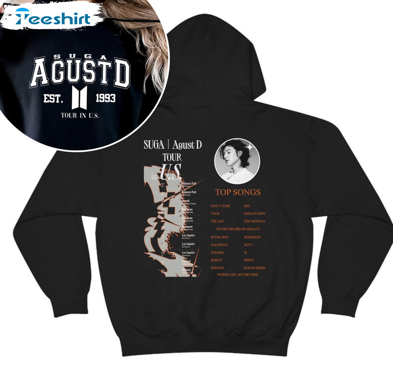 Suga Agust D Tour Trendy Shirt, Min Yoongi Top Songs Long Sleeve Tee Tops