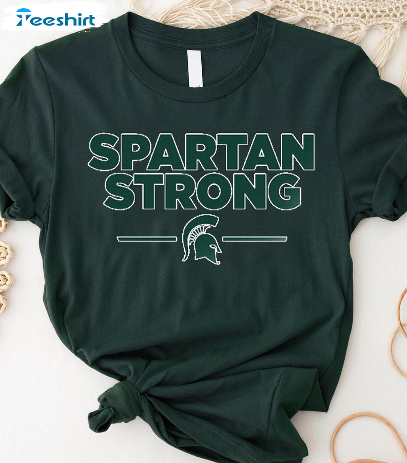 Spartan Strong Vintage Shirt, Basketball Michigan State University Short Sleeve Crewneck