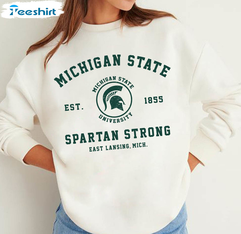 Spartan Strong Sweatshirt , Michigan Old School Crewneck Unisex Hoodie