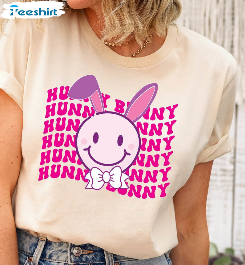 Hunny Bunny Cute Shirt, Funny Easter Mom Unisex Hoodie Long Sleeve