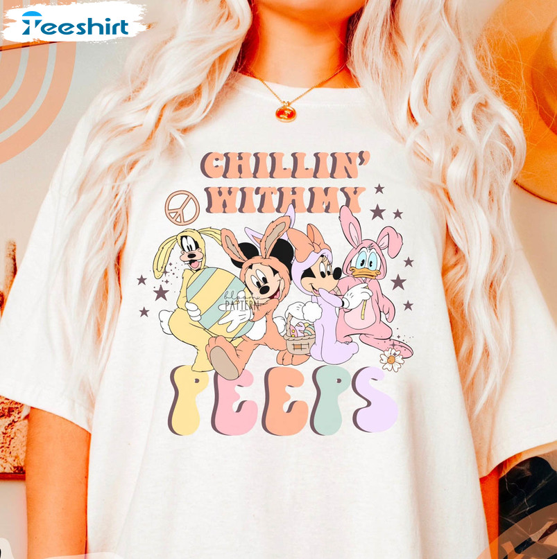 Disney Chilling With My Peeps Shirt, Happy Easter Crewneck Unisex Hoodie