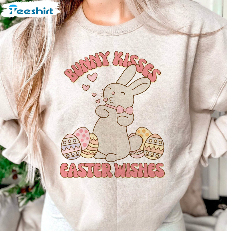 Bunny Kisses Easter Wishes Shirt, Hunny Bunny Easter Unisex T-shirt Unisex Hoodie