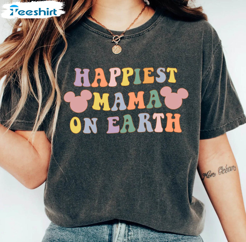 Happiest Mom On Earth Shirt, Matching Mouse Ears Sweatshirt Short Sleeve