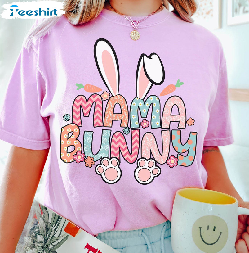 Mama Bunny Easter Shirt, Bunny Pregnancy Unisex Hoodie Long Sleeve