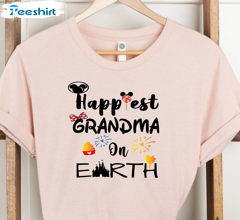 Happiest Grandma On Earth Vintage Shirt, Grandma Love Disney Crewneck Unisex T-shirt