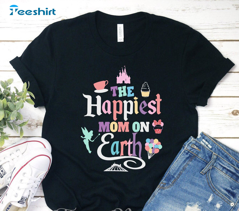 The Happiest Mom On Earth Pastel Shirt, Disney Mom Unisex Hoodie Short Sleeve