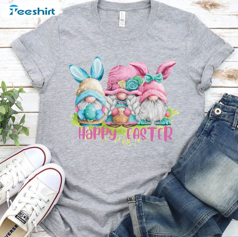 Happy Easter Gnomies Funny Shirt, Bunny Ears Gnomes Unisex T-shirt Long Sleeve