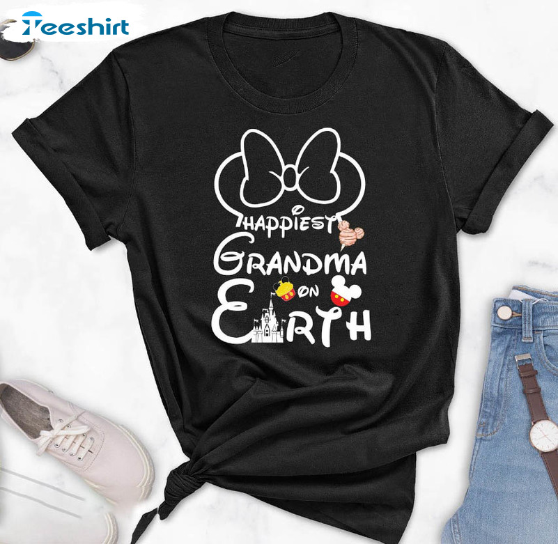 Happiest Grandma On Earth Cute Shirt , Grandma Minnie Tee Tops Short Sleeve