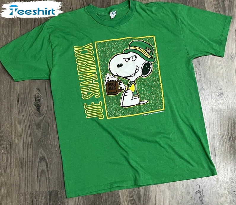 Vintage Snoopy Joe Shamrock Shirt, St Patricks Day Short Sleeve Tee Tops