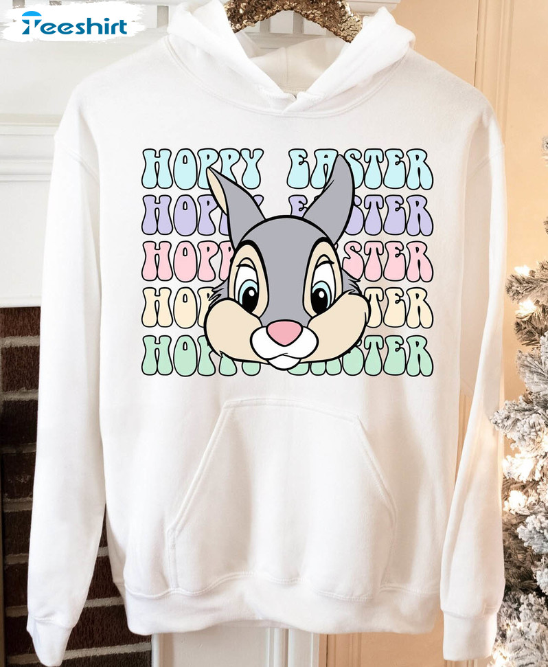 Hoppy Easter Cute Shirt, Bunny Easter Sweater Unisex Hoodie