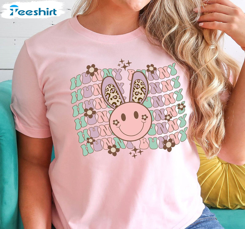 Hunny Bunny Shirt, Cute Pastel Easter Crewneck Unisex Hoodie