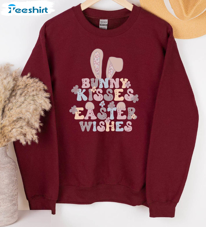 Bunny Kisses Easter Wishes Sweatshirt, Happy Easter Unisex T-shirt Short Sleeve