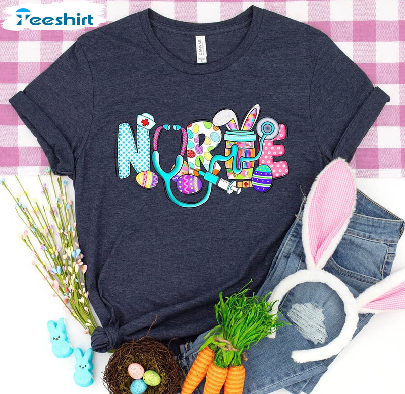 Easter Nurse Shirt, Funny Easter Gnomes Long Sleeve Unisex T-shirt