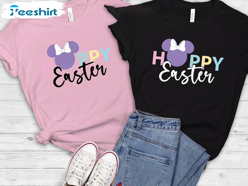 Hoppy Easter Minnie Shirt, Cute Minnie Easter Long Sleeve Sweater