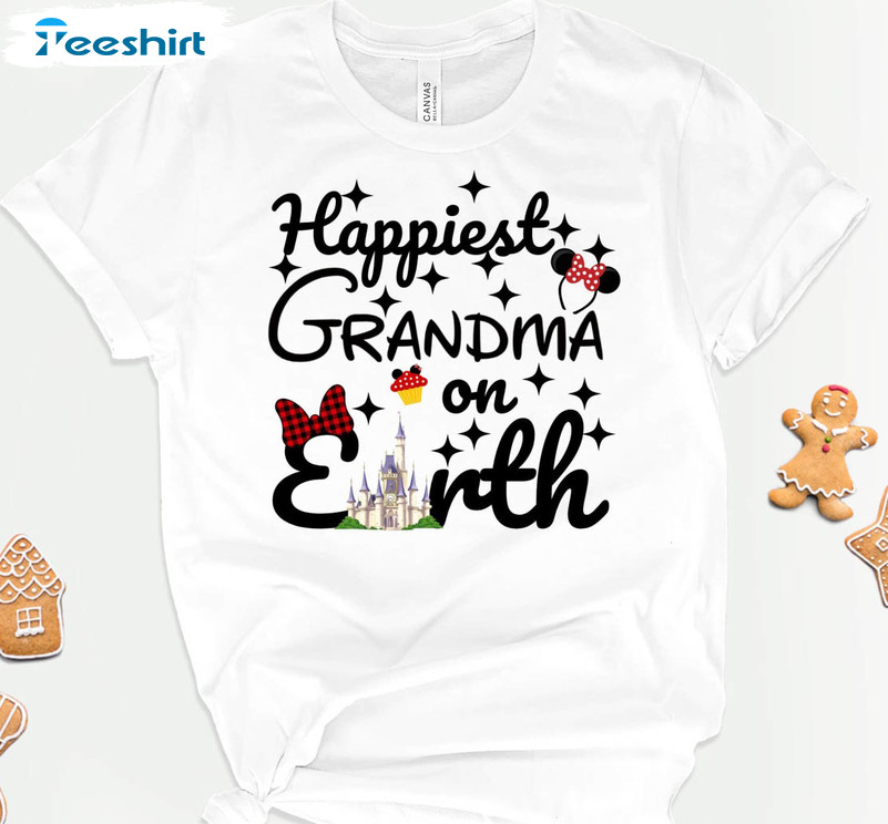 Happiest Grandma On Earth Funny Shirt, Disney Grandma Short Sleeve Crewneck