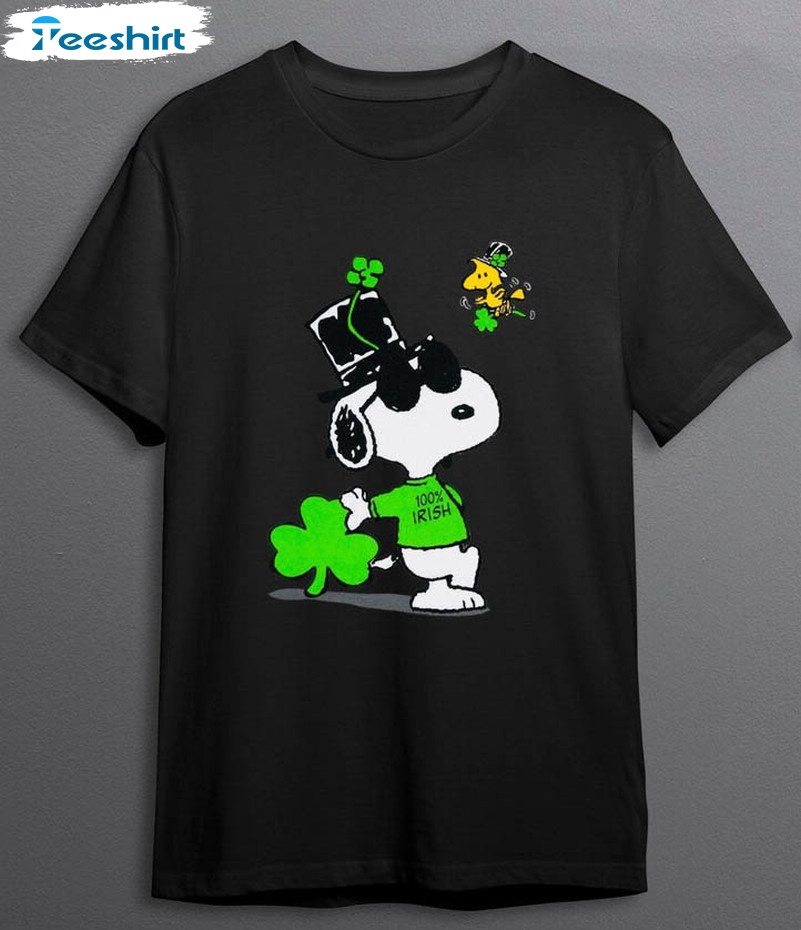 Snoopy With St Patricks Day Cute Shirt, Trendy Long Sleeve Unisex T-shirt