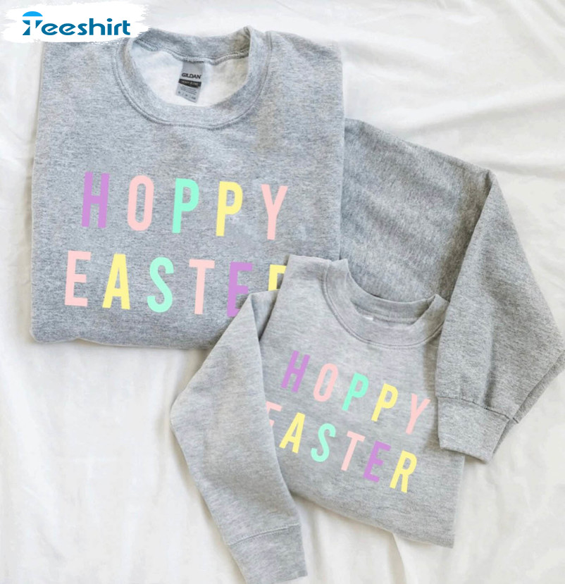 Hoppy Easter Vintage Shirt, Family Easter Long Sleeve Sweatshirt