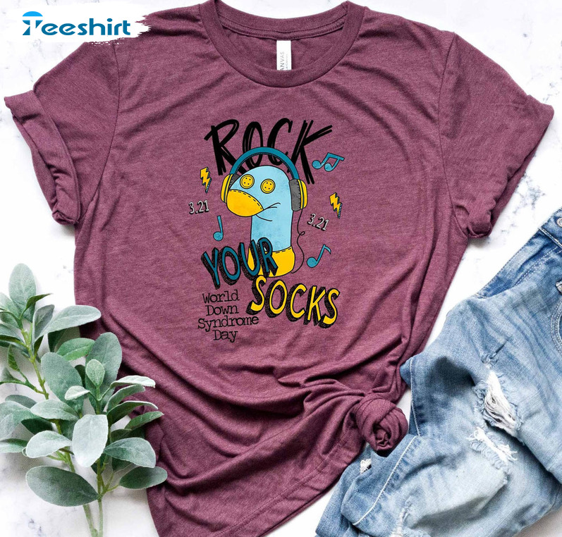 Rock Your Sock Funny Shirt, World Down Syndrome Short Sleeve Unisex T-shirt