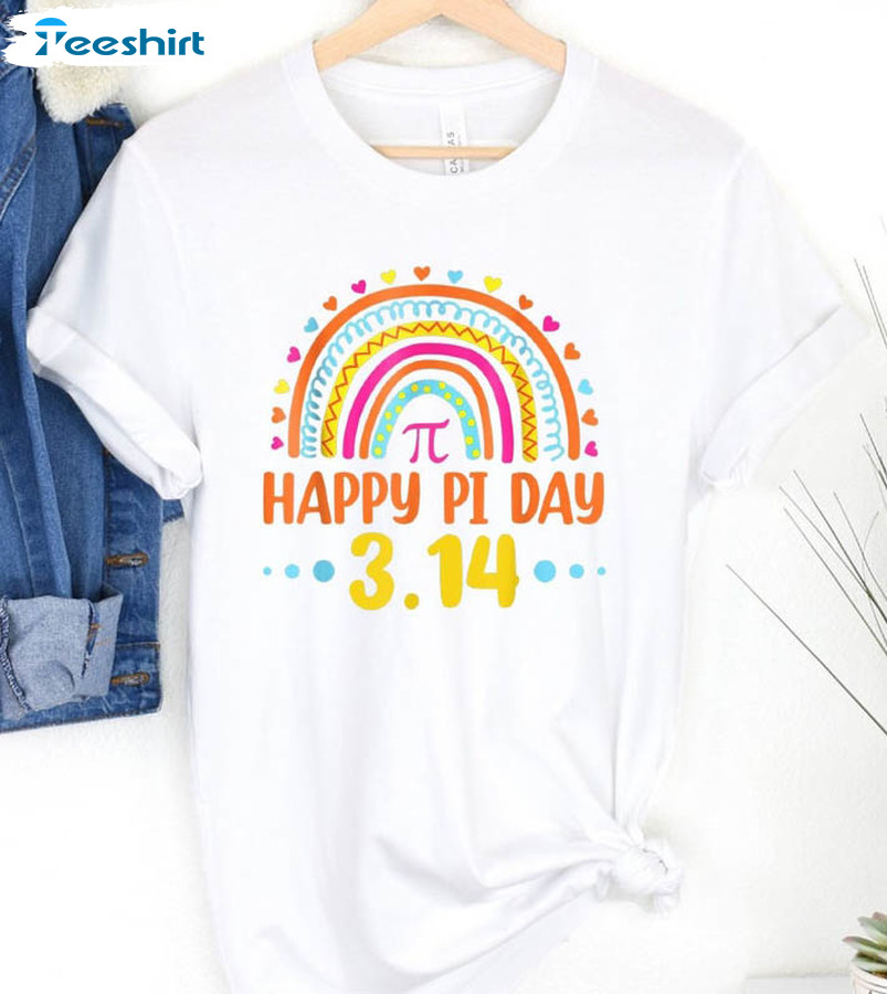 Happy Pi Day Rainbow Shirt, Funny Math Teacher Crewneck Unisex Hoodie