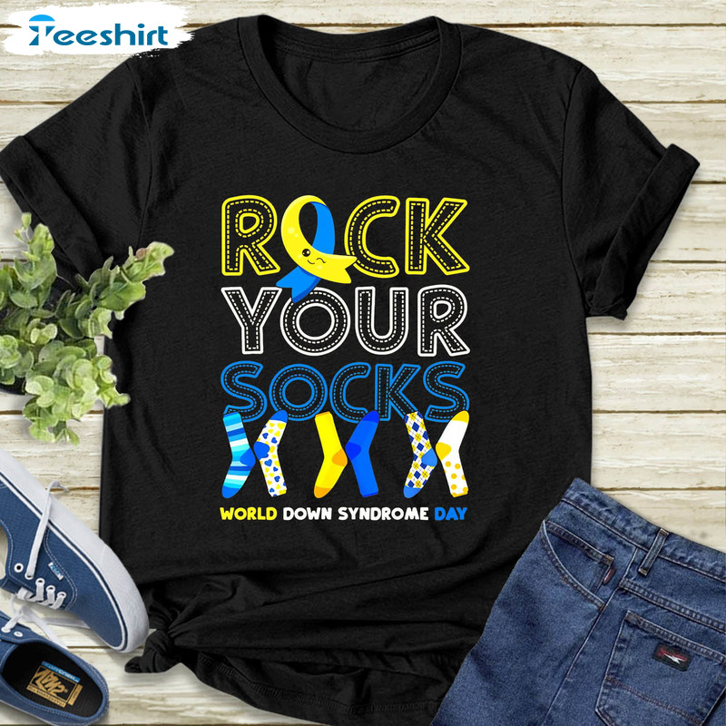 Rock Your Socks World Down Syndrome Day Trendy Sweatshirt, Short Sleeve