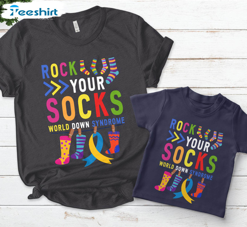 Rock Your Socks Down Syndrome Trendy Shirt, Vintage Sweatshirt Short Sleeve