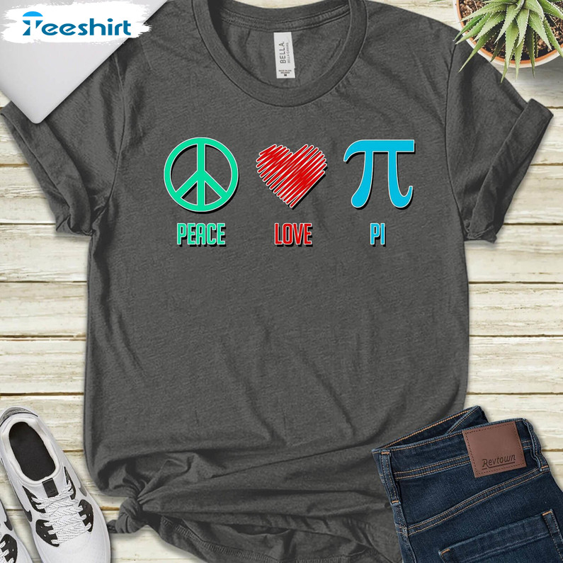 Peace Love Pi Vintage Shirt, Math Teacher Unisex Hoodie Short Sleeve