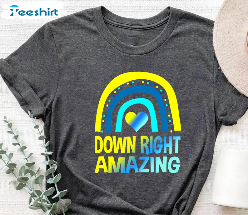 Down Right Amazing Shirt , Down Syndrome Awareness Hoodie Long Sleeve