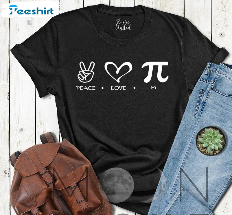 Peace Love Pi Trendy Shirt, Happy Pi Day Long Sleeve Unisex Hoodie