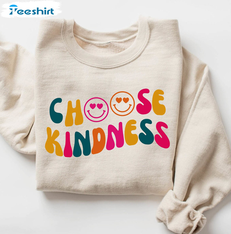 Choose Kindness Sweatshirt, Cute Teacher Smiley Face Crewneck Unisex Hoodie